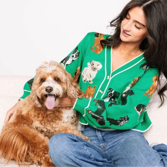 QUEEN OF SPARKLES Green Sequin Dog Cardigan - Picture 2 of 3